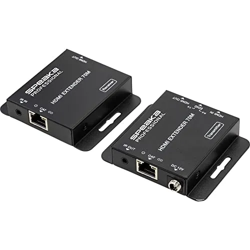 SpeaKa Professional SP-HDE-200 HDMI Extender über RJ45 - 70 m Reichweite - HiFi-Kabel, verlängert 4K-Videosignale bis zu 70 m über Netzwerkkabel, ideal für Heimkino-Setups und professionelle Anwendungen.