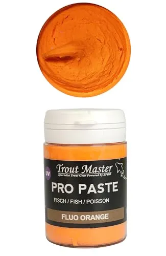 Trout Master Forellenpaste zum Forellenangeln 60g Pro Paste Teig, Farbe/Aroma:Fluoro Orange/Fish