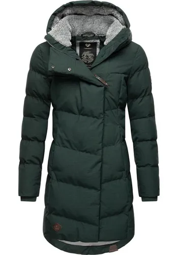 Ragwear Damen Wintermantel Pavla Intl Dark Green - XL - Funktionsjacke aus 100% veganem Material, wasserdicht und atmungsaktiv, ideal für kalte Wintertage mit kuscheligem Teddyfleece-Innenfutter und stylischem Design.