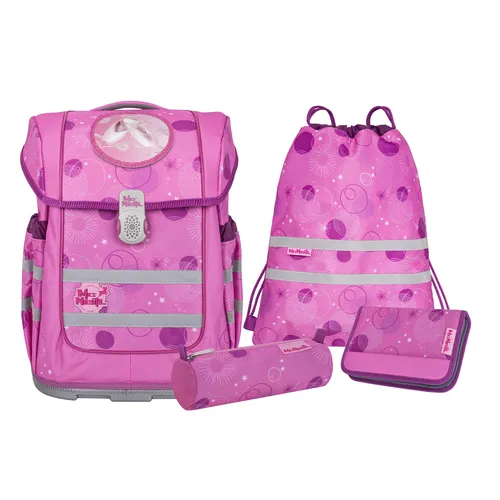 McNeill Schulranzen-Set COMPACTO 5tlg. - Kollektion 2024 (PINKY) - Schulranzen für Grundschüler, durchdachtes Hauptfach und verstellbare Gurte für langfristigen Komfort. Maße: 27 x 38 x 17 cm.