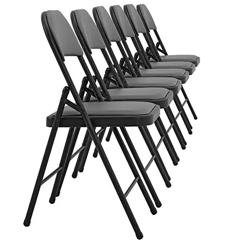 pro.tec Konferenzstuhl 6er Set - Ergonomische Bürostühle in Grau - Esszimmerstühle mit ergonomischer Formgebung und strapazierfähigem Kunstlederbezug. Klappbar und abwaschbar für einfache Lagerung und Pflege.