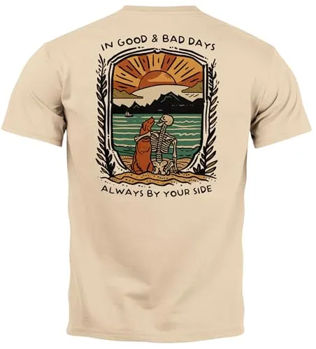 Neverless® Backprint T-Shirt Herren in beige von Neverless