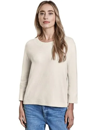 STREET ONE Strickpullover mit Rundhals - Damen Pullover mit Rundhalsausschnitt und 3/4-Ärmeln, aus hochwertigem Materialmix mit Stretchanteil für optimalen Tragekomfort.