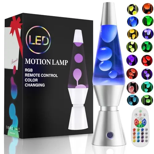 AONESY Lavalampe, Lavalampen für Stressbewältigung und Entspannung, Retro-Lampe Wohnkultur, 17 Farbwechselnde lavalampe groß mit Fernbedienung für Erwachsene und Kinder -37cm Weiß