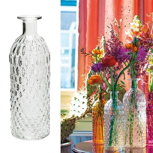 Vasen und Dekoflaschen aus Glas 20 - 26cm - Blumentöpfe & Vasen: Vintage-glänzende Blumenvase aus Glas, ideal für jeden Raum und perfekt für stilvolle Dekoration.