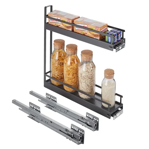 Kesseböhmer 15er-Unterschrankauszug ARENA Style anthrazit - Küchenschränke, 2-etagig mit 90° 3D-Adjust für perfekte Anpassung an Ihren Küchenraum, elegantes anthrazit Design.