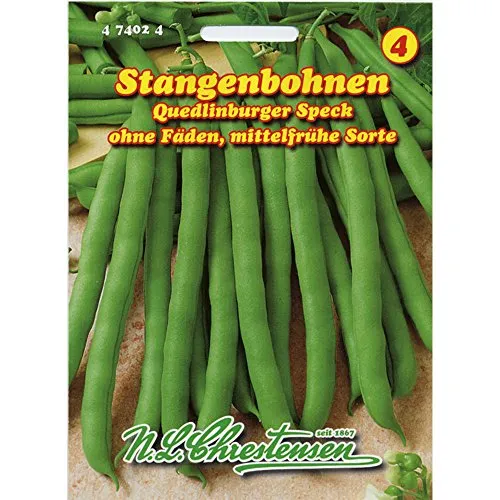 Stangenbohnen, Quedlinburger Speck - Gemüsesamen für aromatische Stangenbohnen, ideal für den eigenen Garten und besonders robust.