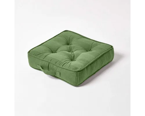 Homescapes Bodenkissen Rajput Bodenkissen aus Baumwolle, 40 x 40 x 8 cm, olivgrün