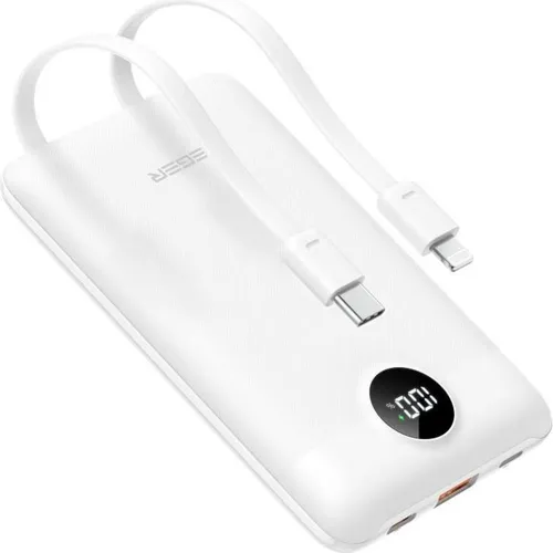 Powerbank PD QC3.0 2A 22,5W Weiß 10000 mAh mit Kabeln