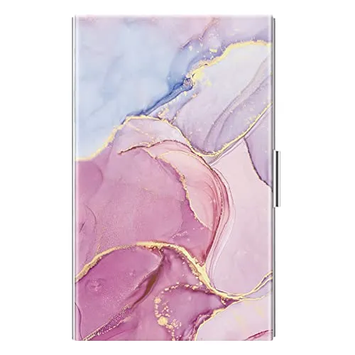 FINTIE Visitenkartenetui Kartenetui, Premium Slim Scheckkartenhülle Kreditkartenetui aus Edelstahl, beschichtet mit hochwertigem Kunstleder für Damen Herren, Glorreicher Marmor