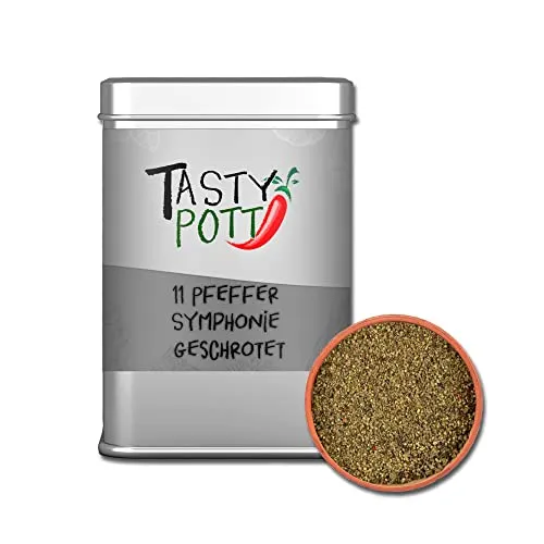 Tasty Pott Pfeffer Sortiment I Pfefferkörner I Feinkost I Spezialitäten I Pepper I Pfefferschoten I Gewürze I Gewürzmischungen (Pfeffer Mix geschrotet)