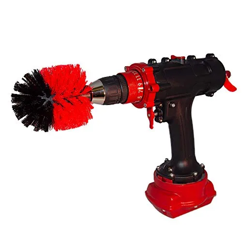 Kornely Premium Bohrbürste Professional – Hart 8.5 cm Rot | Kratzfreie Outdoor-Reinigungsbürste für Terrassensteine, Gartenwerkzeuge, Rasenmäher, Fahrräder, Autoreifen, Poolfliesen und Bootsrümpfe
