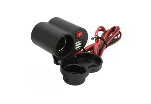 D72C Motorrad Zigarettenanzünder Steckdose 2-in-1 USB Ladegerät - Handy- & Smartwatch-Zubehör mit wasserdichter Abdeckung und 5V 1,5A USB-Port für gleichzeitiges Laden von Geräten in Fahrzeugen, ideal für Motorräder und LKWs.