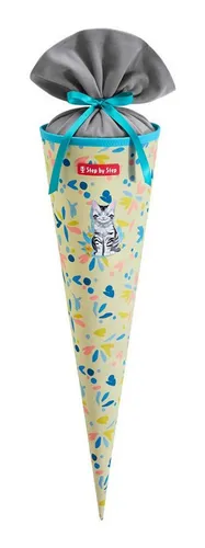 Step by Step Schultüte mit Bändchen - Umweltfreundlich - Schultüte aus 100% recycelten PET-Flaschen, ideal zur Einschulung. Mit 5 Litern Volumen und farbenfrohen Designs, die perfekt zum Ranzen passen und die Umwelt schonen.