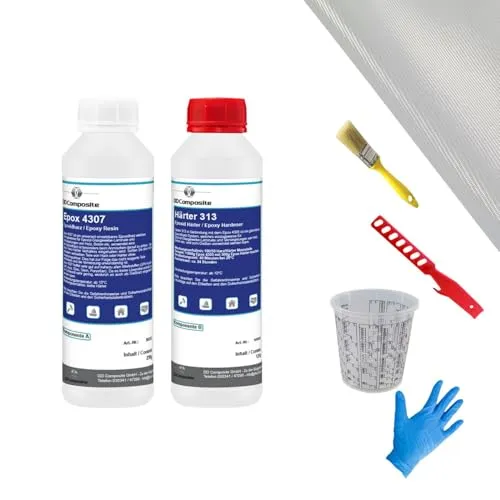 DD Composite Epoxidharz Reparaturset 0.375kg - Epoxidkleber für vielseitige Reparaturen, hohe Klebkraft und ausgezeichnete Haftung auf fast allen Materialien, ideal für Auto, Boot und Modellbau.
