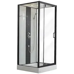 Vente-Unique Duschkabine, Schwarz, Metall, Uni, Quadratisch, 90x215x90 cm, Badezimmer, Baden & Duschen, Duschkabinen