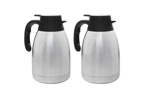 HAC24 Isolierkanne 1,5 l - Edelstahl Thermoskanne für Kaffee und Tee - Thermobehälter für heiße Getränke, hält Kaffee und Tee lange warm und ermöglicht einfaches Befüllen mit Einhandautomatik.