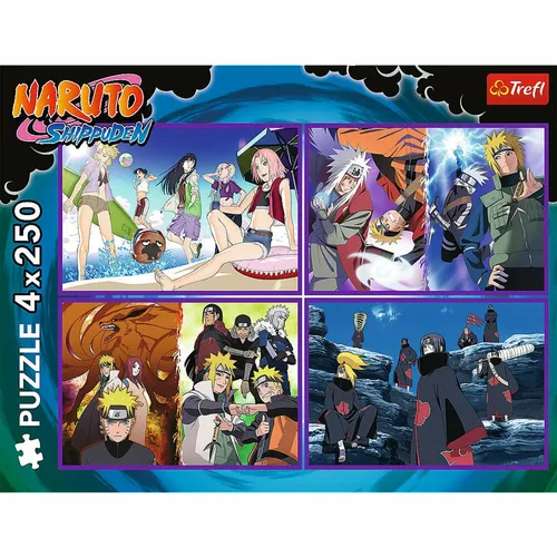 Trefl Puzzle Naruto, Kinderpuzzle, Kinder, 4 x 250 Teile, 32 x 24 cm, 13339