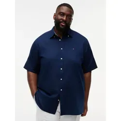 Tommy Hilfiger Herren Bt-cl Linen BLND Solid Ss Rf S-b Mw0mw44062 S/S Shirt, Carbon Navy, XXL