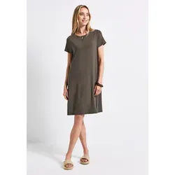 STREET ONE Damen T-Shirt-Kleid 1408929 in Nomad Brown, Größe 38 - Kleid für Damen in Unifarbe, ideal für den Sommer mit angenehmem Viskosemix und Stretch für besten Tragekomfort.