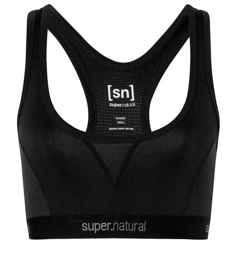 super natural Funktionsunterwäsche Sport-Bra Tundra 220 Semplice - Fitnessbekleidung mit optimalem Tragekomfort dank elastischem Unterbrustband und atmungsaktivem Mesh-Einsatz – ideal für Piste, Yoga und Wanderungen.