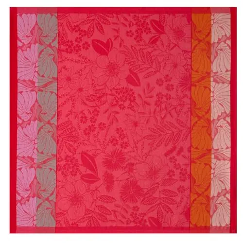 Le Jacquard Français Servietten Set Cottage Fleury 58x58 cm - Elegantes 4er Set Servietten aus 100% Baumwolle, jacquard-gewebt in leuchtendem Rot, ideal für festliche Anlässe und stilvolle Tischdekoration.