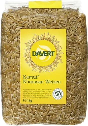 KAMUT® Khorasan Weizen 1kg - Bio-zertifizierter Weizen mit nussig-süßlichem Geschmack, ideal für gesunde Backwaren und Gerichte.