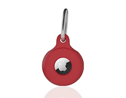 AirTag Schlüsselanhänger Hülle 1 Pack Weiche & Stabile Silikon Tracker Abdeckung für Air Tag Leicht Kratzfest Staubdicht Befestigung an Schlüsseln, Haustierhalsband, Koffer & Taschen - Rot