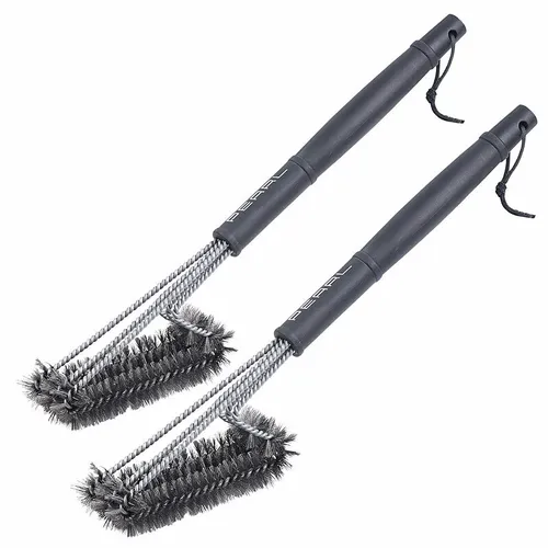PEARL 2er-Set 3-fach-Reinigungs-Bürste, Edelstahl, für Grill, Küche u.v.m.