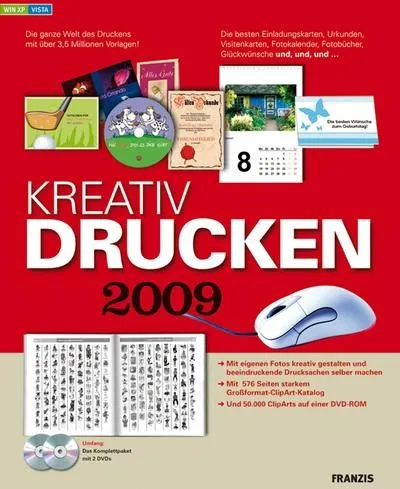 Kreativ Drucken 2009, 2 DVD-ROMs m. ClipArt-Katalog