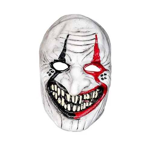 Bristol Novelty BM603 Unheimlicher-Narr-Maske, Herren, Damen, weiß, schwarz, rot Halloween
