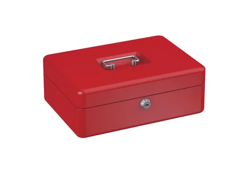 BASI Geldkassette Bargeldkasse (Packung), B25 x L17,9 x H9 cm, abschließbar, 2 Schlüssel, Farbe Rot