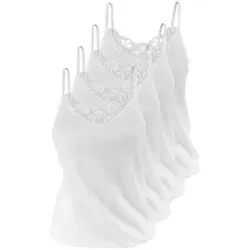 Yenita® Unterhemd (4-St) aus Baumwolle mit schöner Spitze weiß 40-42