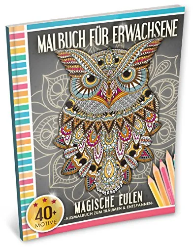 Malbuch für Erwachsene: Magische Eulen (Kleestern®, A4 Format, 40+ Motive) (A4 Malbuch für Erwachsene, Band 2)