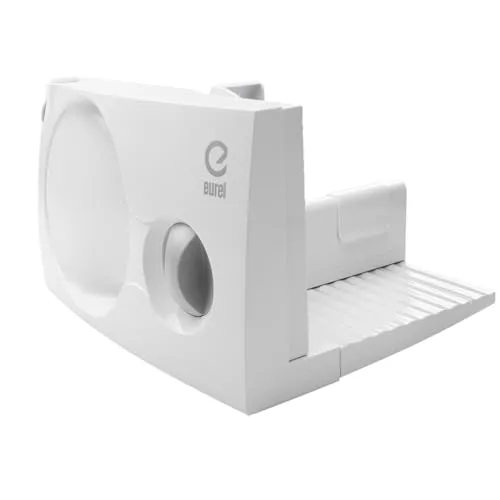 EUREL RS44 Allesschneider Elektrisch Weiß – Klappbare Brotschneidemaschine mit Edelstahlklinge Ø170 mm – Serviertablett, Schnittstärke 0–17 mm, BPA-frei, EcoDrive 80W Gleichstrommotor