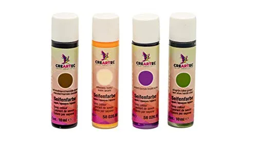 CREARTEC Natürliche Seifenfarbe Opak - Seifenherstellung/Seifenkreationen - Farben: Elfenbein, Schokobraun, Violett, Olivengrün - Inhalt: 40ml - Made in Germany