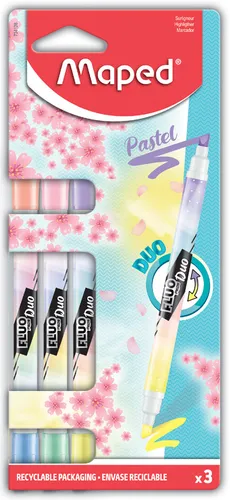 Maped Textmarker FLUO'PEPS PEN DUO Pastel 3er Kartonblister
