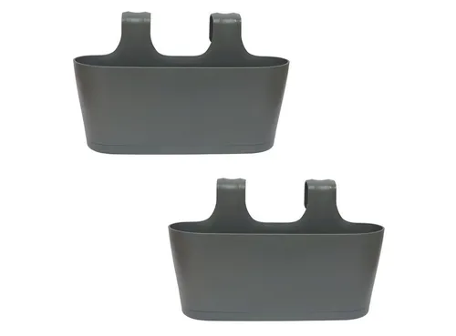 Engelland Blumenkasten Blumentopf zum Hängen - 2er Set - Blumenkästen mit 5,5 Liter Fassungsvermögen, frost- und UV-beständig, ideal für kreative Balkongestaltung ohne Werkzeug.