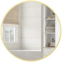 Wandspiegel 61 x 61 cm – Moderner Rundspiegel mit Alurahmen in Gold - Eleganter Wandspiegel mit sicherem Sicherheitsglas, ideal für Badezimmer oder Wohnräume. Durch die vielseitige Montage eignet er sich perfekt für jedes Zuhause.