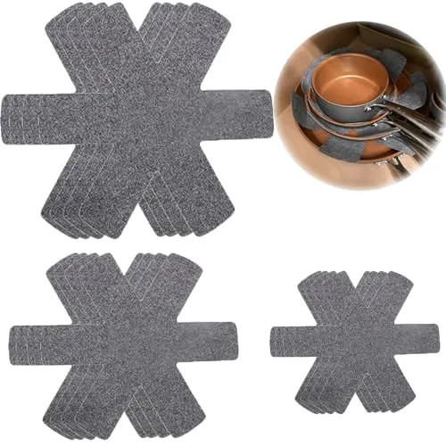 Pfannenschutz, 12 Stück Pfannenschutz Filz Stapelschutz, Hitzebeständigerung, Stapelschutz, Topfschoner Anpassbare Größe, Anti-Rutsch Stapelschutz für Pfannen, Töpfe und Schüsseln