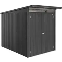 Biohort Metall-Gerätehaus AvantGarde ECO Gr. A3 - Dunkelgrau-Metallic mit Doppeltür - Gerätehäuser für Gartengeräte, stabil und langlebig dank feuerverzinktem Metall. Mit Doppeltür, Windhaken und Tageslicht durch Oberlichter für optimale Lagerbedingungen.