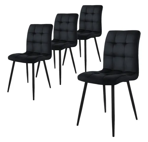 ML-DESIGN Stuhl Esszimmerstuhl mit Rückenlehne - Eleganter Polsterstuhl mit Metallbeinen im 4er Set, aus hochwertigem schwarzen Samt, ideal für Wohnzimmer und Küche. Leicht zu reinigen und pflegeleicht.