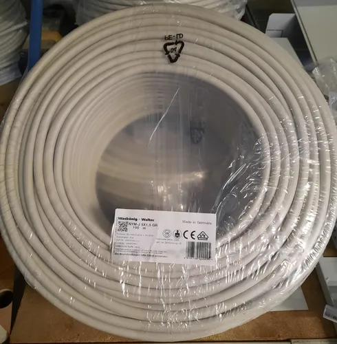 Produktbild NYM-J 5×1,5 mm² GR 100m Unterputz Kabel Leitung Mantelleitung Waskönig+Walter