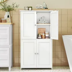 VASAGLE Badkommode mit 4 Türen und höhenverstellbaren Einlegeböden