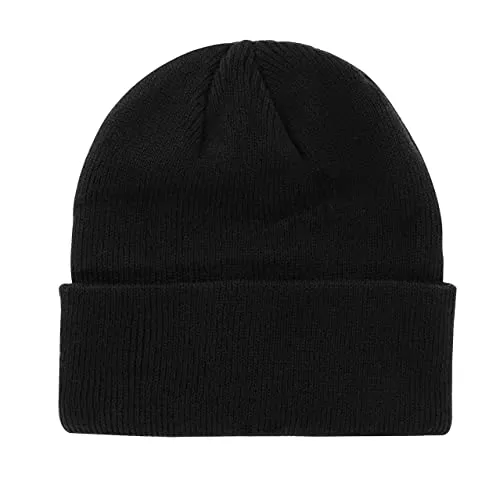 axy Kinder Winter Beanie Strickmütze mit breiter Krempe für Jungs und Mädchen von 1-6 Jahren, Kindermütze Jungen Kleinkind (Schwarz)