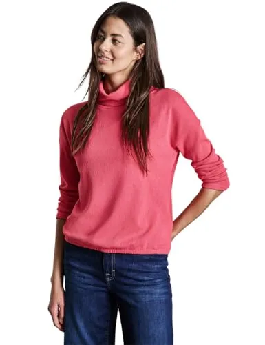 STREET ONE Strukturshirt - Stylisches Langarmshirt für Damen mit Schalkragen und elastischem Saum, ausgestattet mit einem bequemen Materialmix und Stretchanteil für ein softes Tragegefühl.