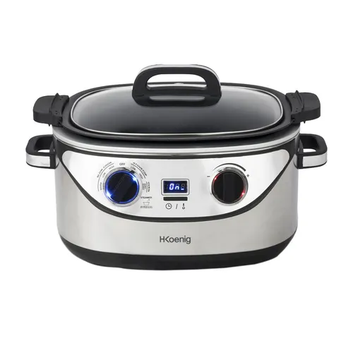 H.Koenig SLCOOK30, 5,6 l, Schwarz, Edelstahl, Drehregler, 60 °C, 220 °C, 12 h