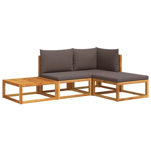 vidaXL Garten Sofa Garnitur 4-TLG. - Modular Gartensofa Lounge mit Kissen aus Akazienholz - Gartenmöbel Set für Garten und Terrasse, bietet bequemen Platz für Entspannung und gesellige Stunden. Robustes Akazienholz sorgt für Stabilität und Witterungsbeständigkeit.