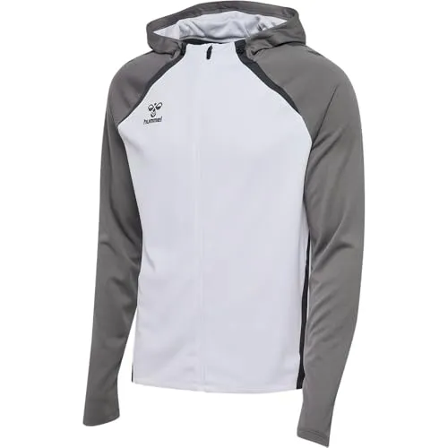 Hummel Hmllead 2.0 Zip Hoodie - weiß/steel gray, Größe: XXL - Hallenschuhe für sportliche Aktivitäten, gefertigt aus 100 % recyceltem Polyester und ausgestattet mit BEECOOL-Technologie für hohe Atmungsaktivität und schnellen Feuchtigkeitstransport.