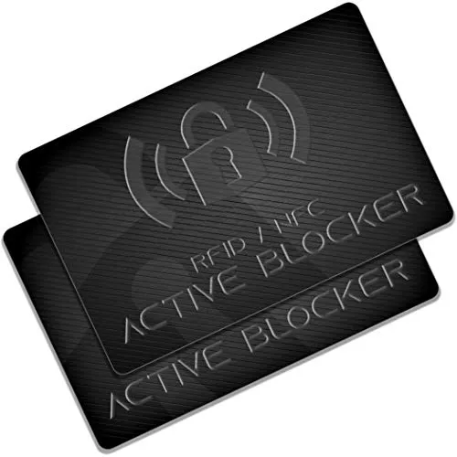 GranHin RFID Blocker Karte 2er Set Active Blocker - NFC Störsender - E-Field Technologie 2022 - Schutzkarte für Geldbörse, Kreditkarte, EC, Bankkarte, Ausweis - Schutzhüllen unnötig - 2 Stück
